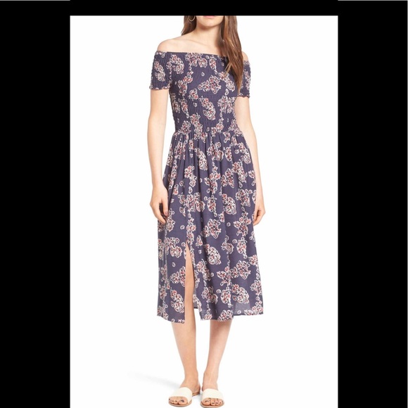 bp Dresses & Skirts - Smocked Off The Shoulder Midi Dress